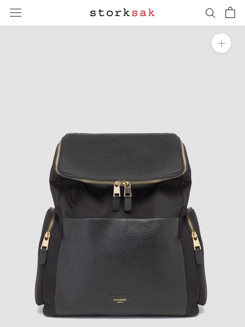 StorkSak Alyssa Leather and Nylon Backpack EUC